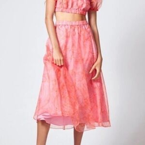 Staud Mattia Printed Organza Skirt